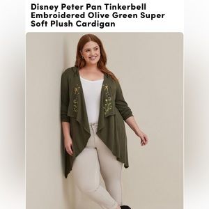 TORRID DISNEY TINKERBELL CARDIGAN: GREEN: NWT: SZ 3X